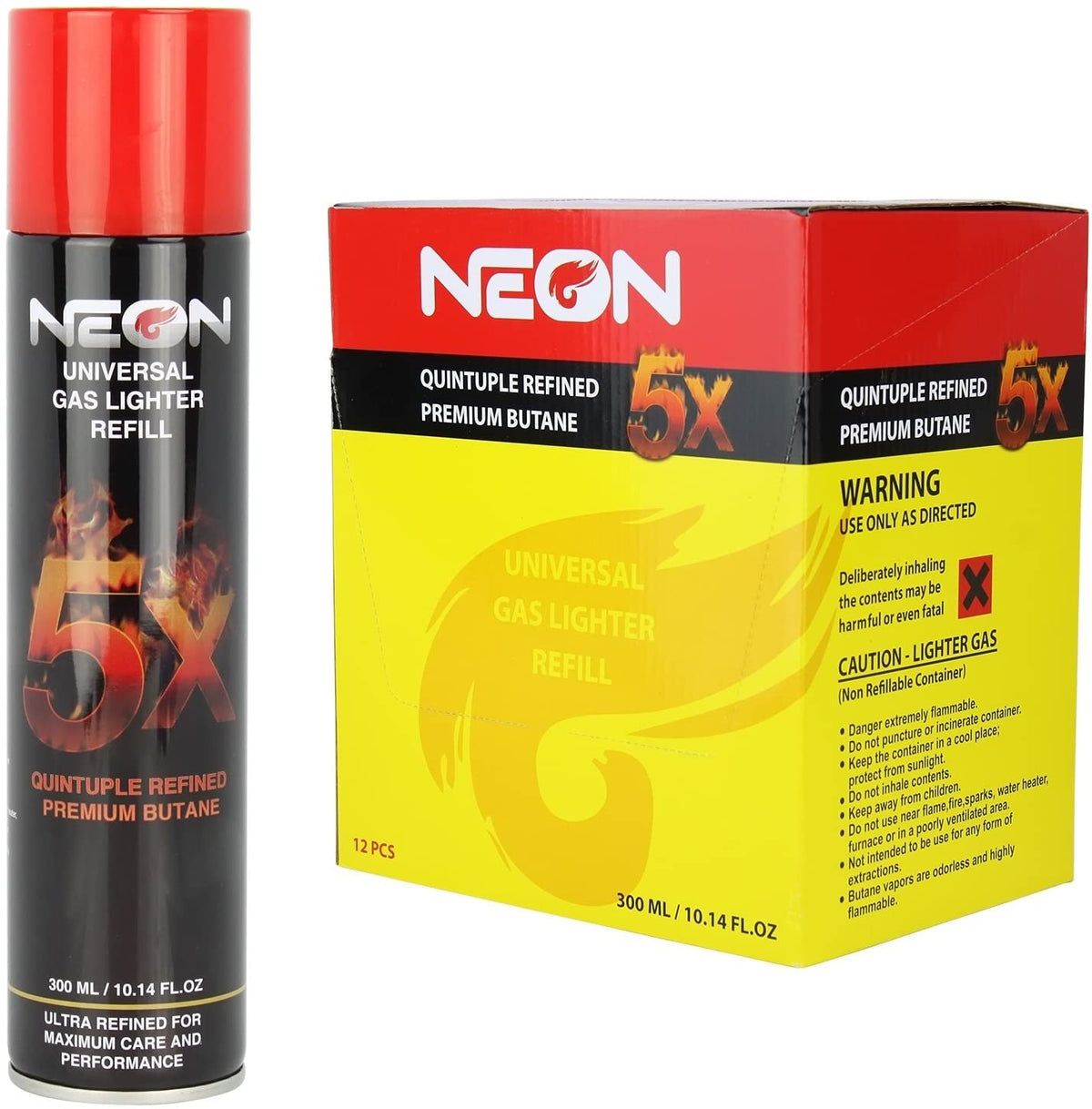 5X NEON 300 ML LIGHTER BUTANE (12CT)