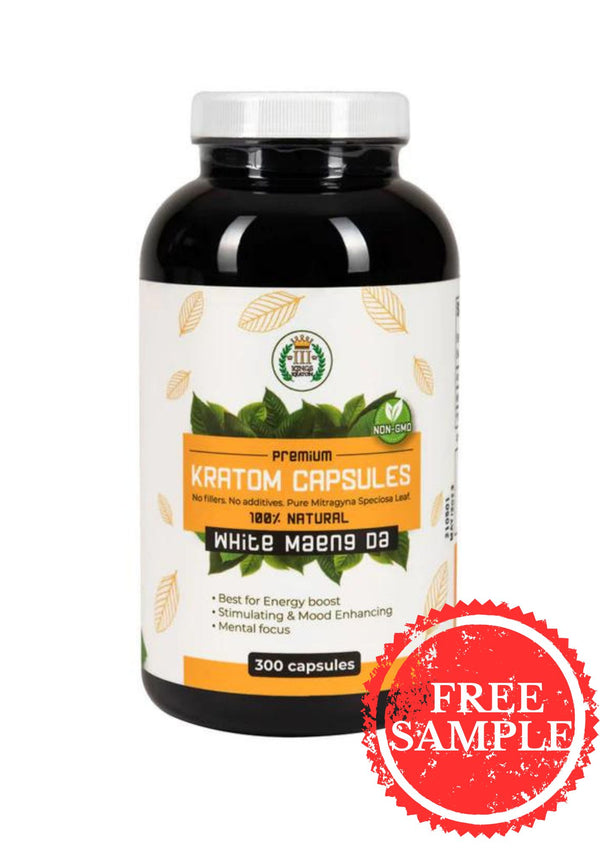 3 Kings Premium Kratom Capsules WHITE MAENG DA 300ct (1ct)