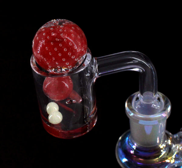 RED HOLES BORO GLASS BEADS W/GLASS NAIL (1CT)