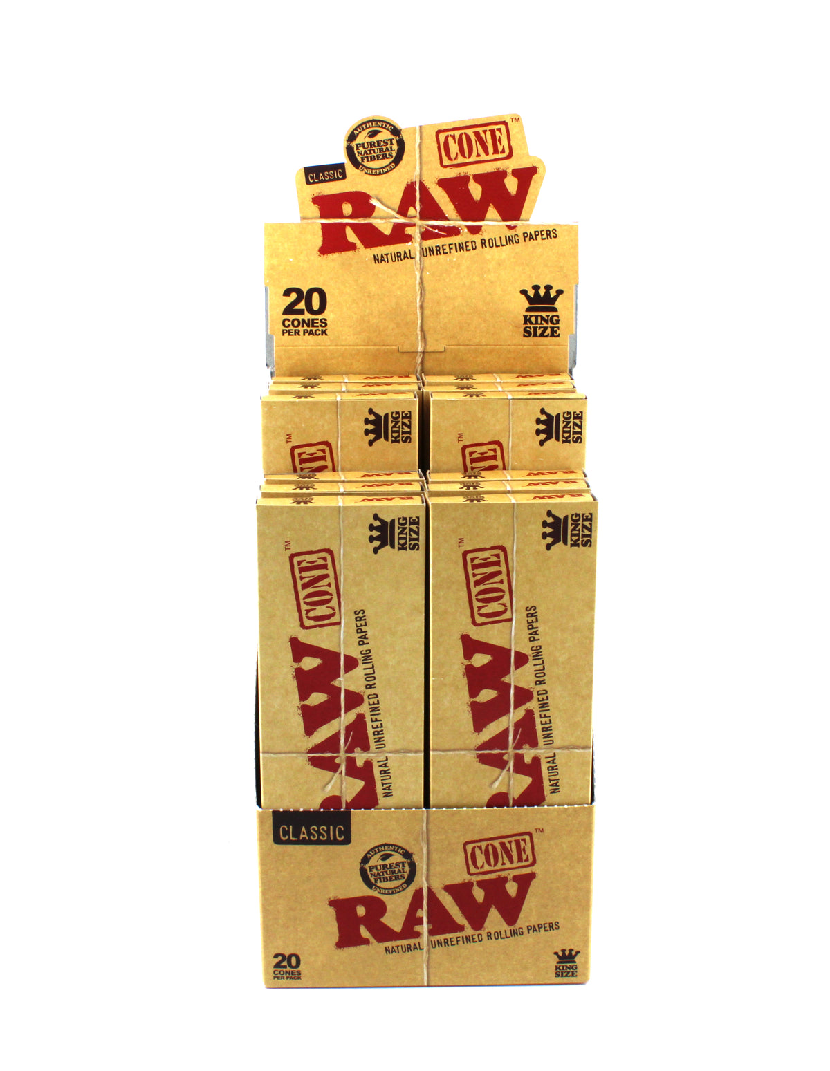 RAW CLASSIC UNREFINED CONE 20 PK K/S (12PC)