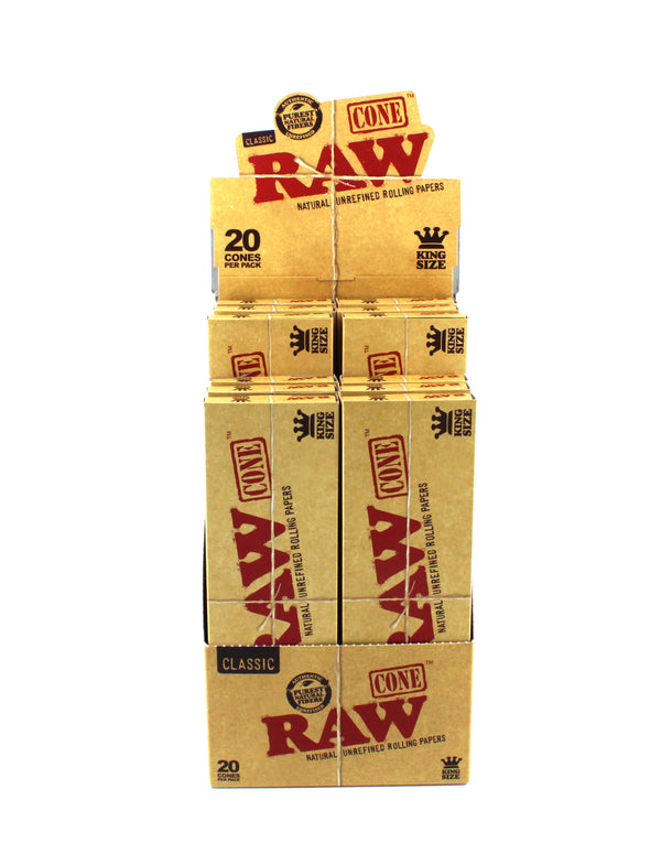 RAW CLASSIC UNREFINED CONE 20 PK K/S (12PC)