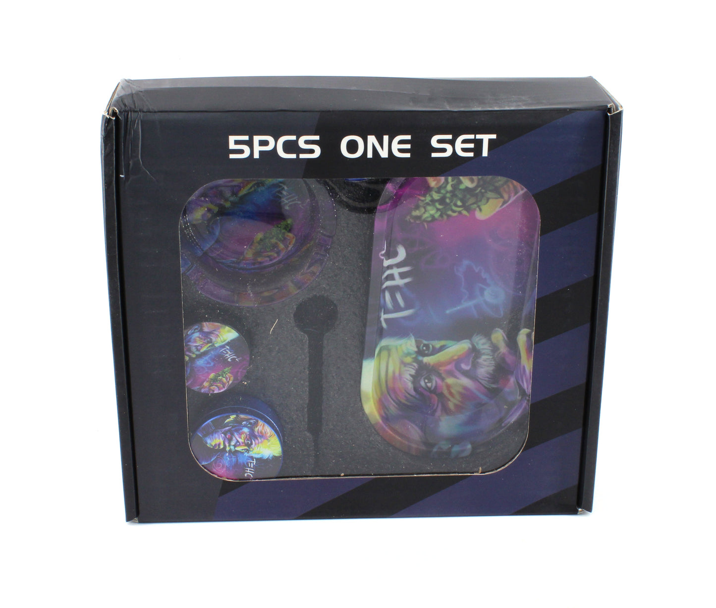 TRAY+ASHTRAY+ONE HITTER+GRINDER+STASH JAR COMBO BOX(1CT)