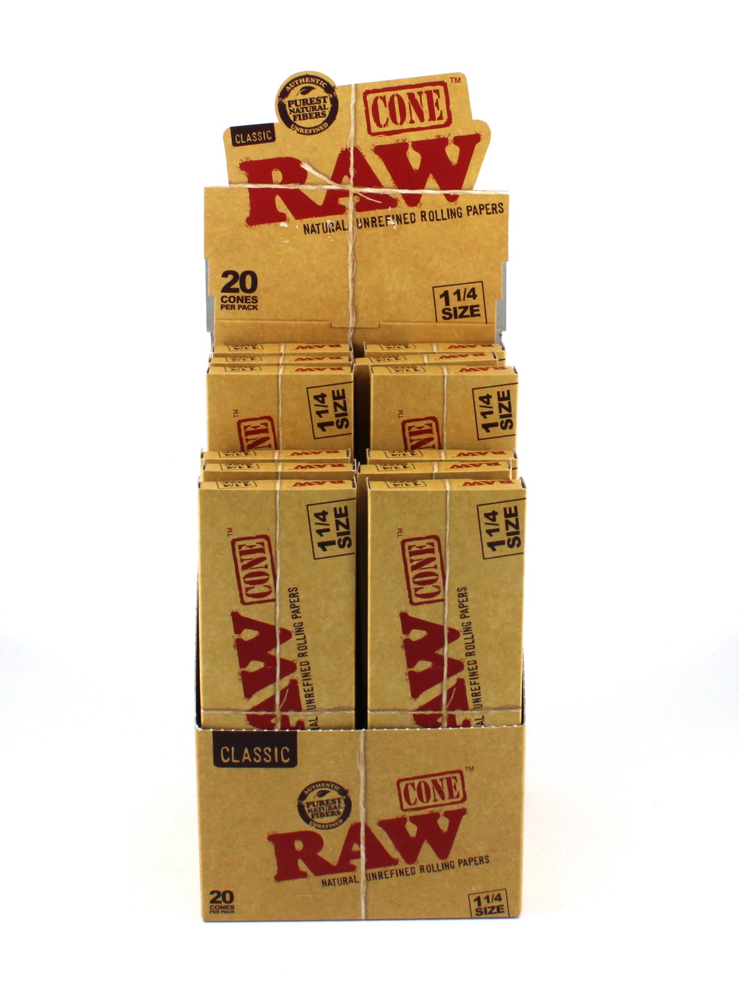 RAW CLASSIC UNREFINED CONE 20 PK 1-1/4 (12PC)