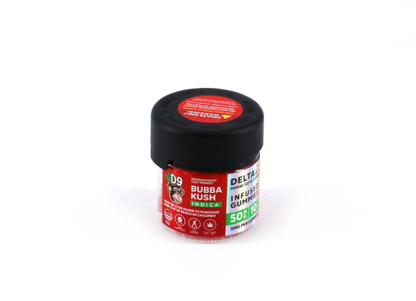 LAZY MONKEY D9 50MG INFUSED GUMMIES 10PK BUBBA KUSH (1CT)
