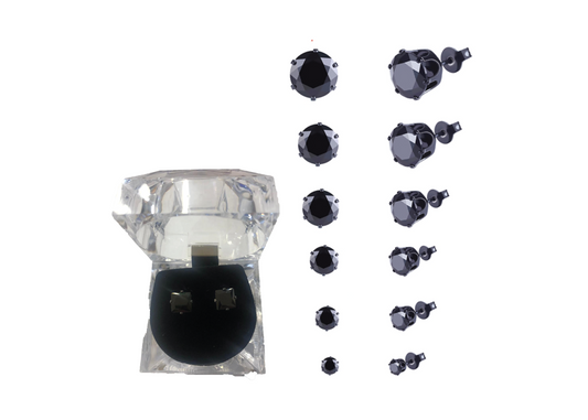 Cubic Zirconia Stud Earrings Black (1CT)