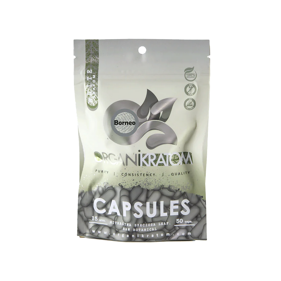 ORGANI KRATOM CAPSULES 50PK WHITE BORNEO (1CT)