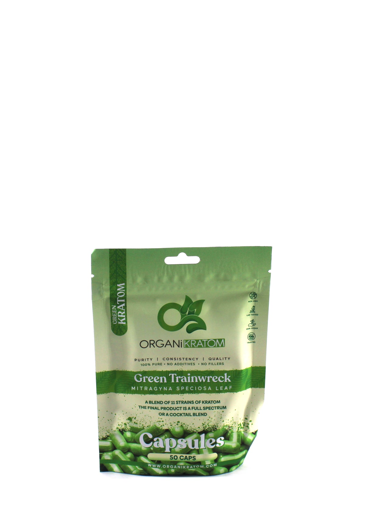 ORGANI KRATOM CAPSULE 50PK GREEN TRAINWRECK (1CT)