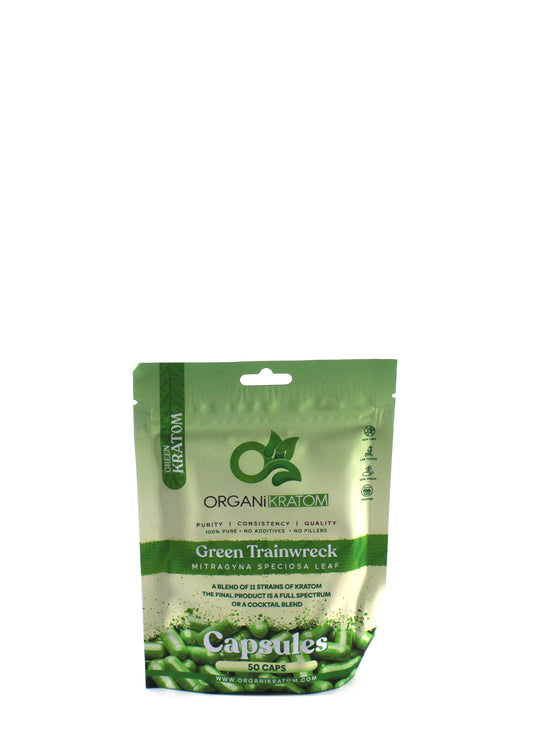 ORGANI KRATOM CAPSULE 50PK GREEN TRAINWRECK (1CT)