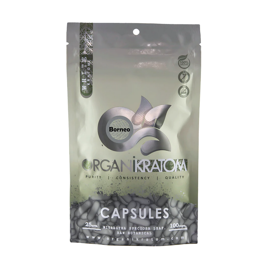 ORGANI KRATOM CAPSULES 100PK WHITE BORNEO (1CT)