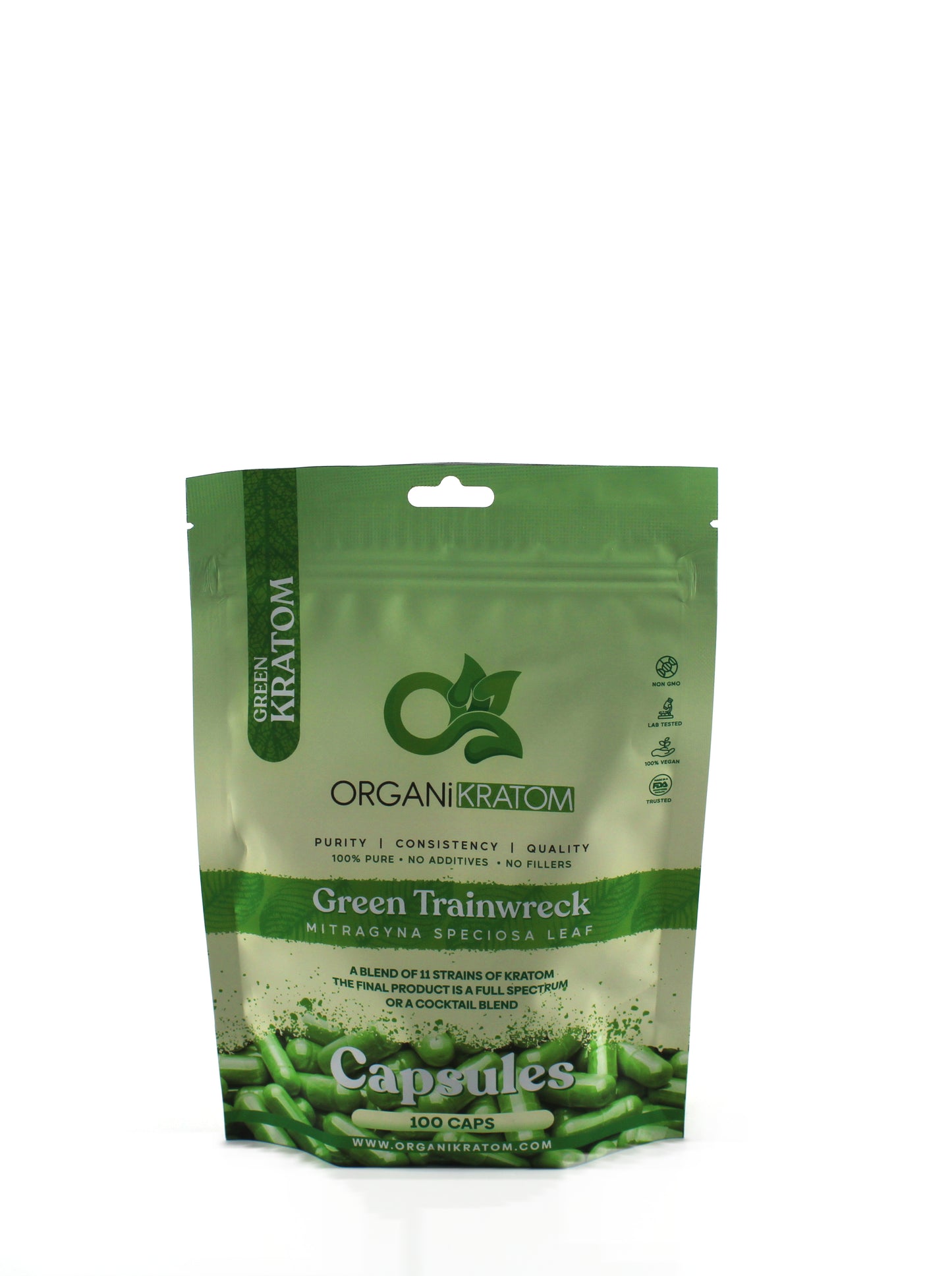 ORGANI KRATOM CAPSULE 100PK GREEN TRAINWRECK (1CT)