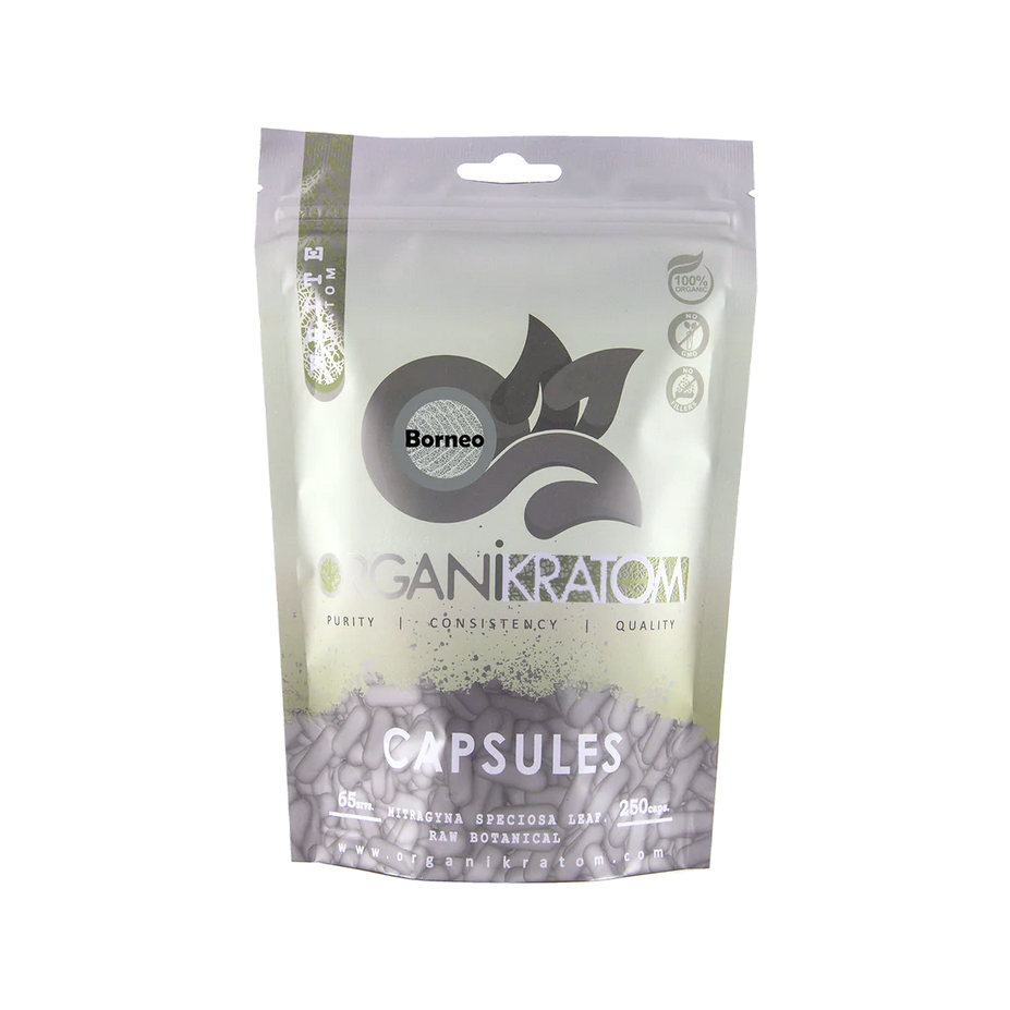ORGANI KRATOM CAPSULES 250PK WHITE BORNEO (1CT)