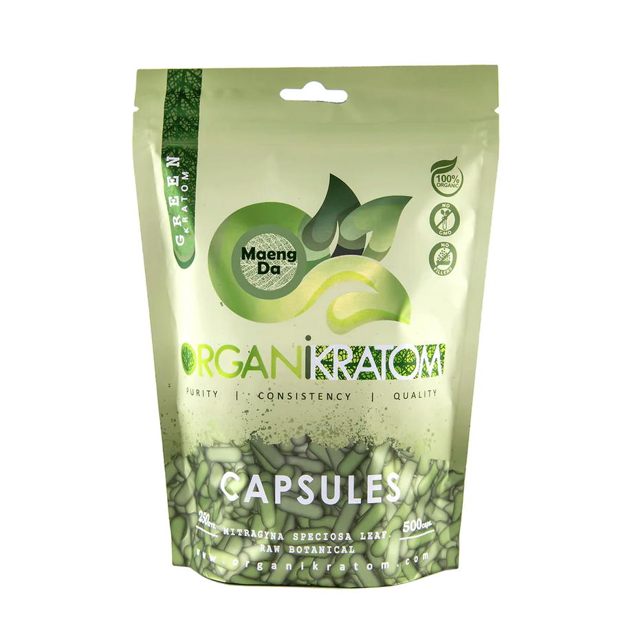 ORGANI KRATOM CAPSULES 500PK GREEN MAENG DA (1CT)