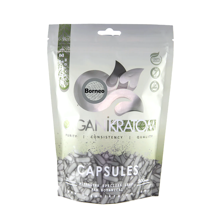 ORGANI KRATOM CAPSULES 500PK WHITE BORNEO (1CT)