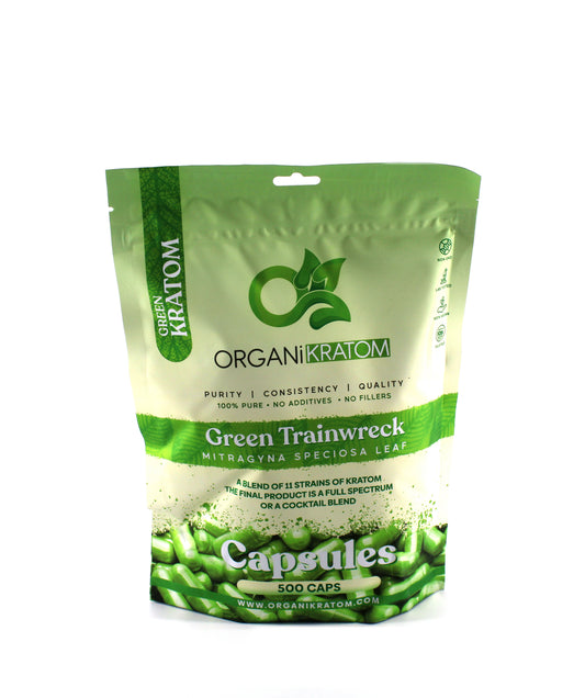 ORGANI KRATOM CAPSULE 500PK GREEN TRAINWRECK (1CT)