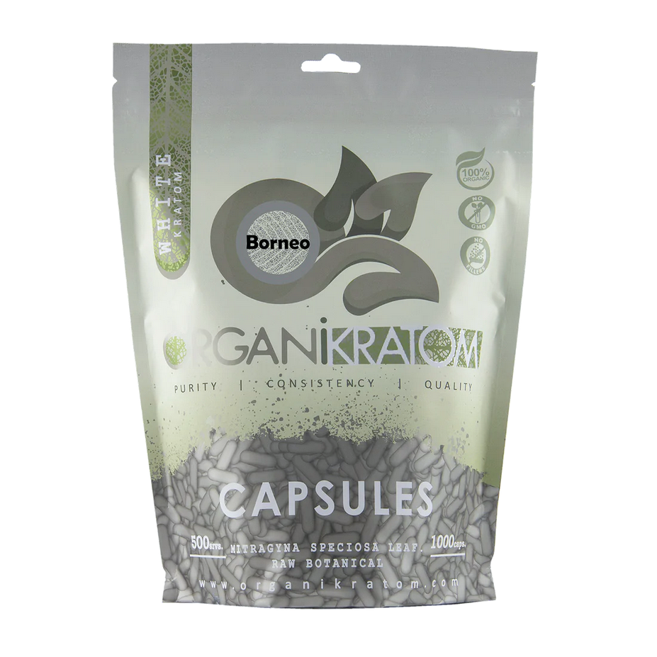 ORGANI KRATOM CAPSULES 1000PK WHITE BORNEO (1CT)