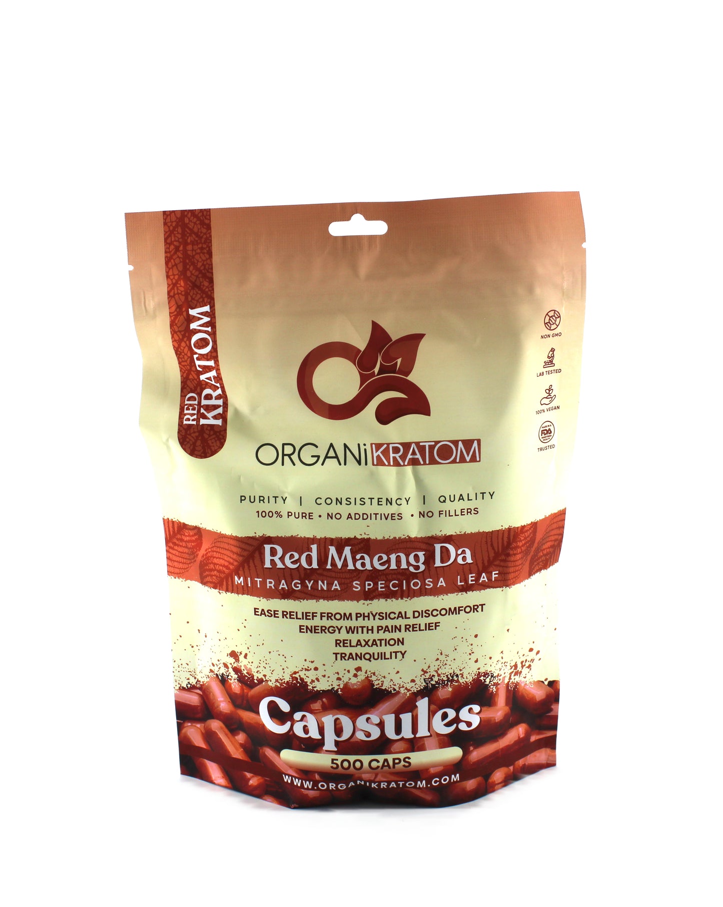 ORGANI KRATOM CAPSULE 500PK RED MAENG DA (1CT)