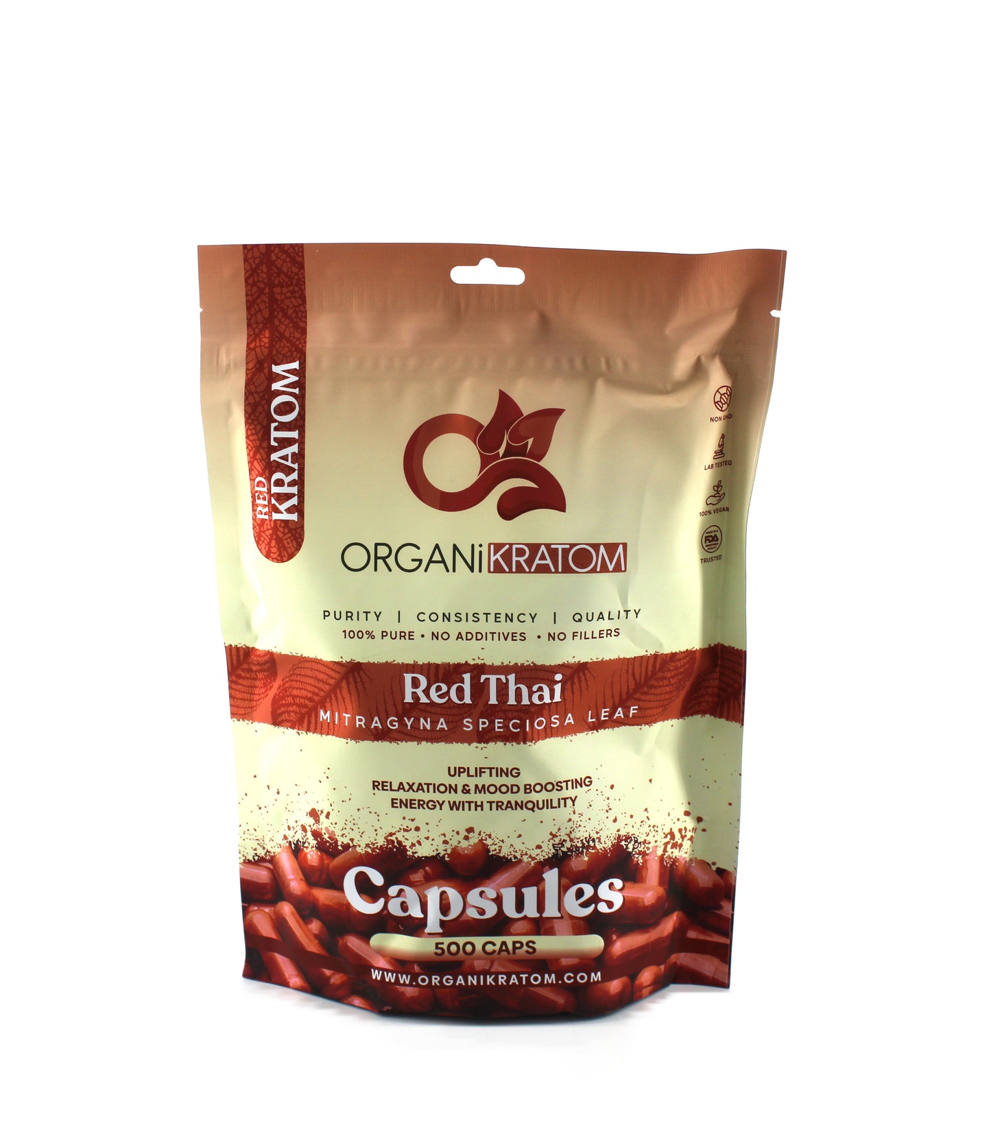 ORGANI KRATOM CAPSULE 500PK RED THAI (1CT)