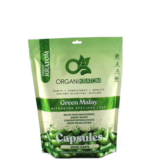 ORGANI KRATOM CAPSULE 1000PK GREEN MALAY (1CT)