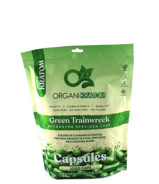 ORGANI KRATOM CAPSULE 1000PK GREEN TRAINWRECK (1CT)