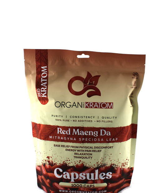 ORGANI KRATOM CAPSULE 1000PK RED MAENG DA (1CT)