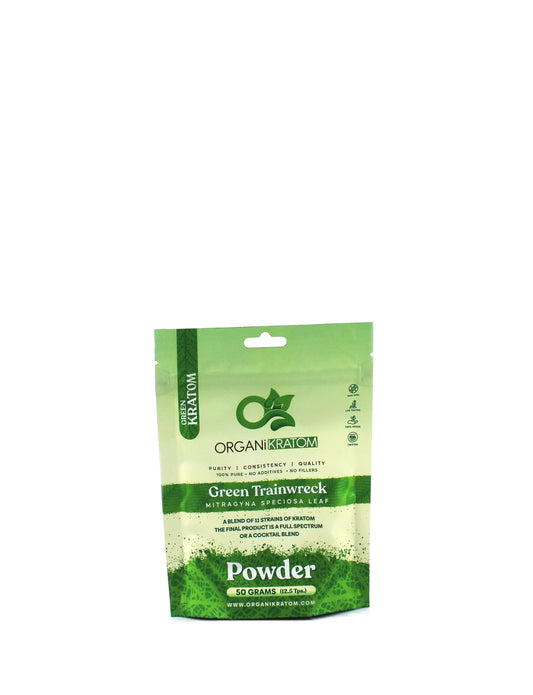 ORGANI KRATOM POWDER 50G GREEN TRAINWRECK (1CT)