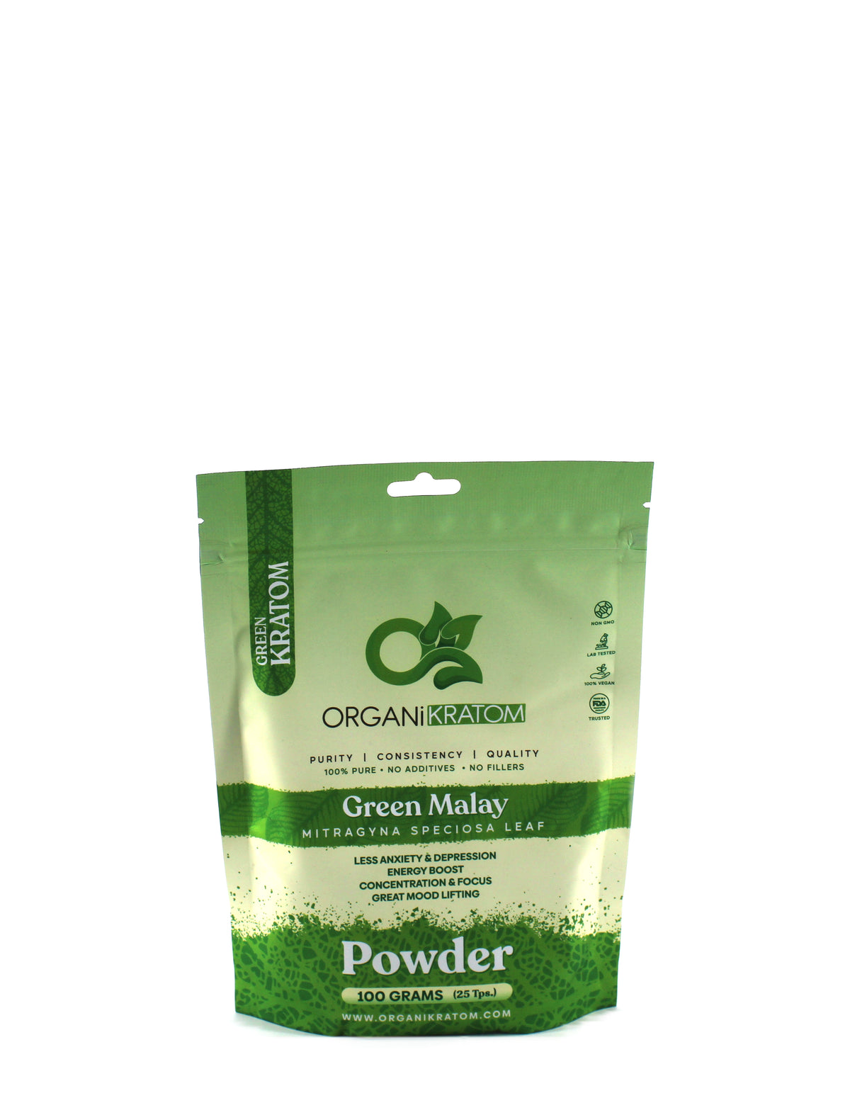 ORGANI KRATOM POWDER 100G GREEN MALAY (1CT)