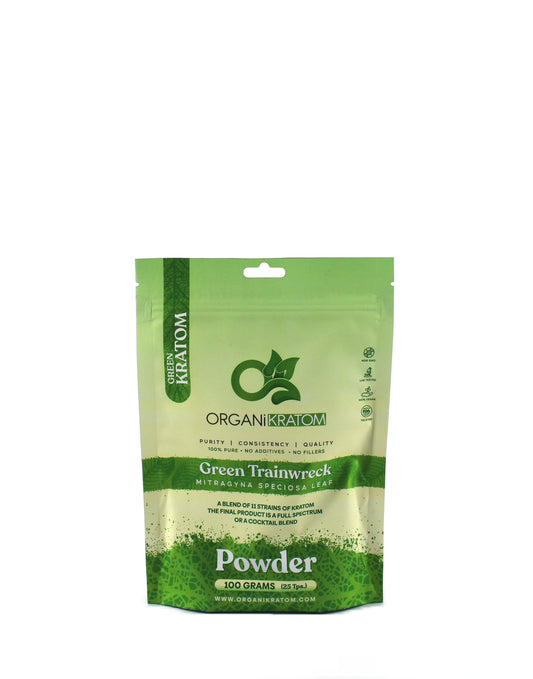ORGANI KRATOM POWDER 100G GREEN TRAINWRECK (1CT)