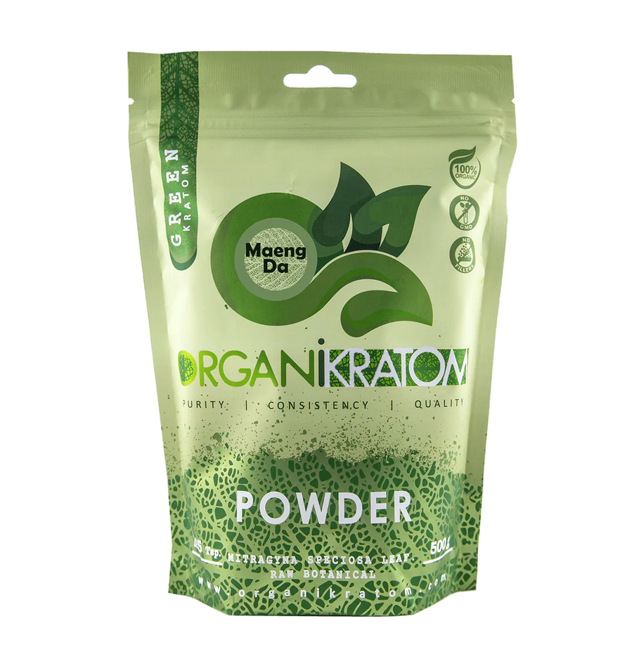 ORGANI KRATOM POWDER 500G GREEN MAENG DA (1CT)