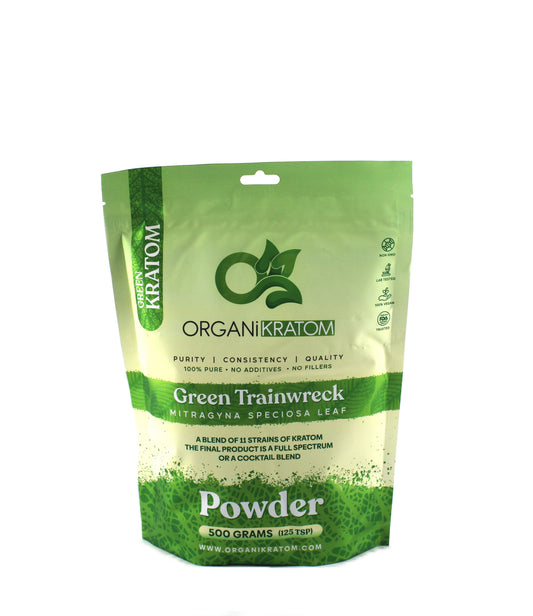 ORGANI KRATOM POWDER 500G GREEN TRAINWRECK (1CT)