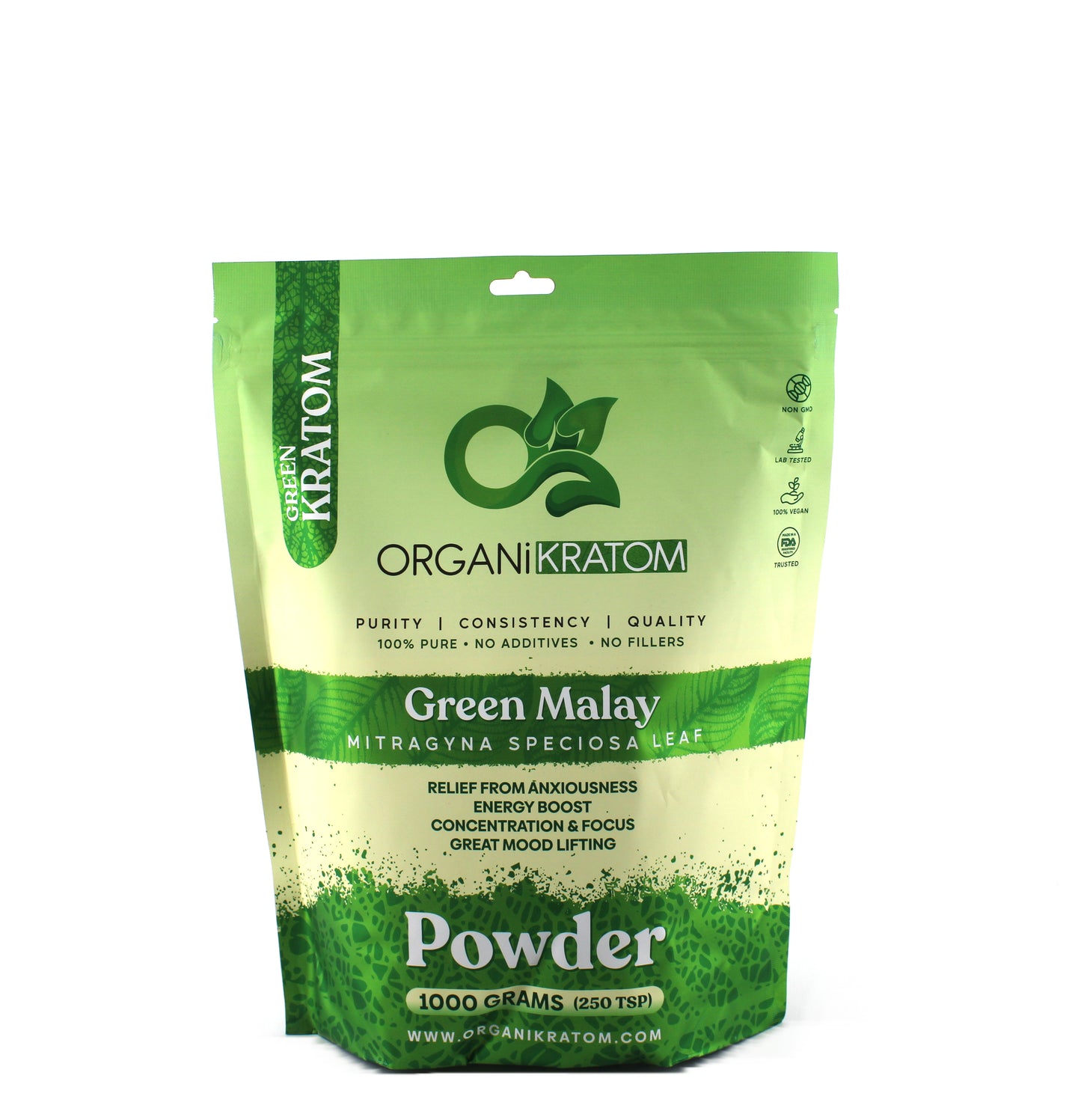 ORGANI KRATOM POWDER 1000G GREEN MALAY (1CT)