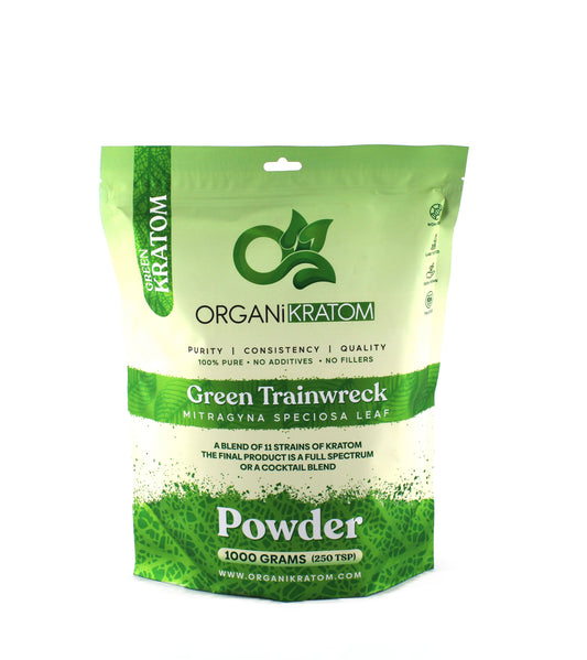 ORGANI KRATOM POWDER 1000G GREEN TRAINWRECK (1CT)