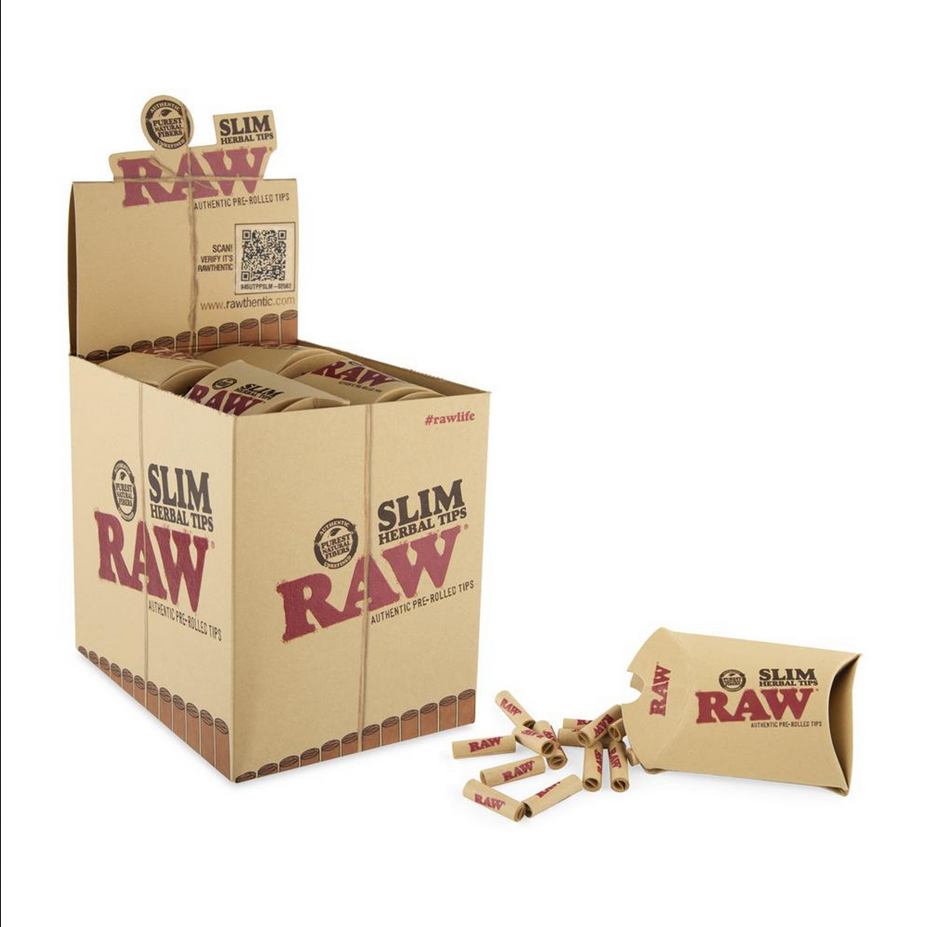 RAW UNBLEACHED PRE-ROLLED TIPS SLIM 21PK (1CT)