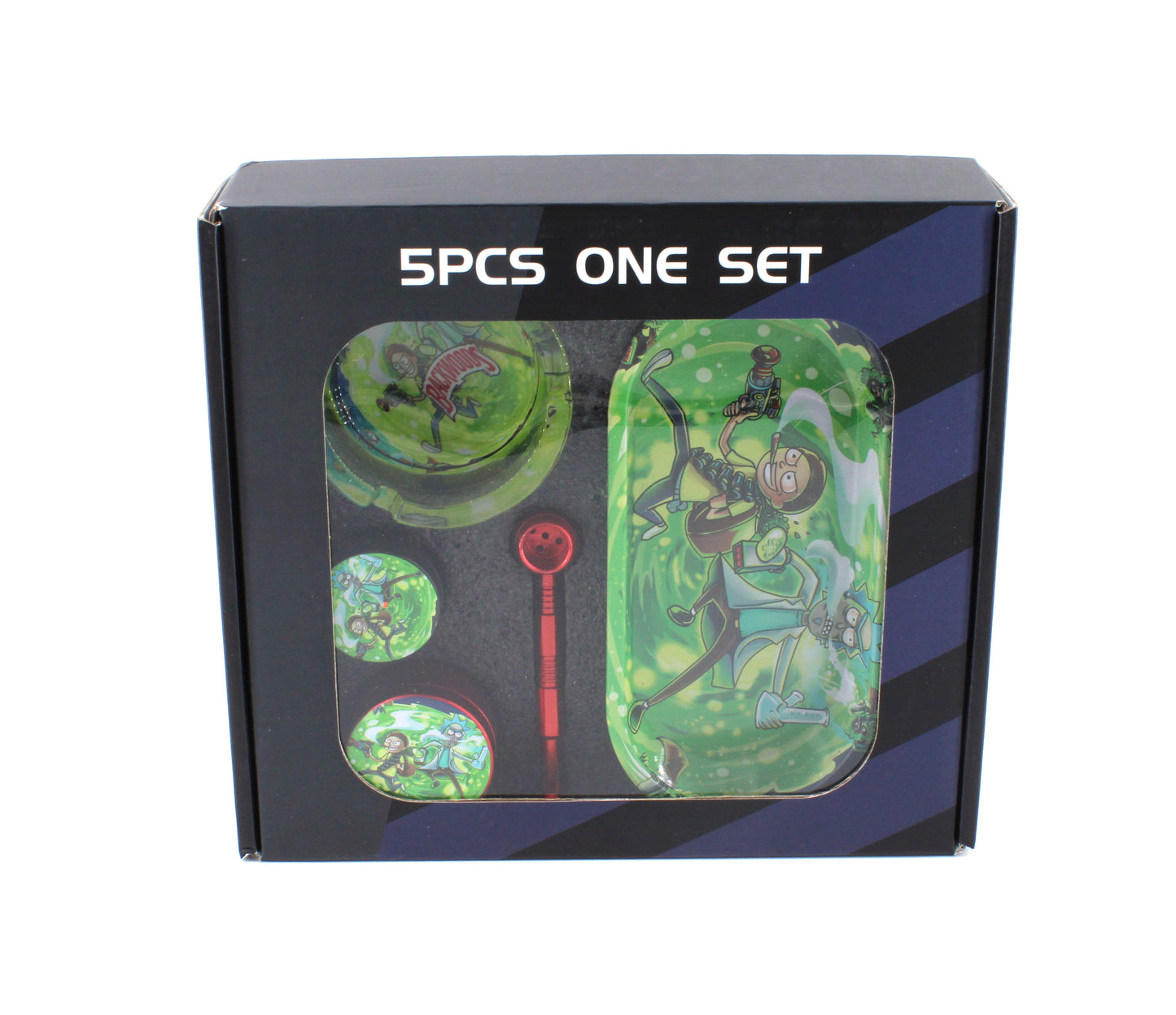 TRAY+ASHTRAY+ONE HITTER+GRINDER+STASH JAR COMBO BOX(1CT)