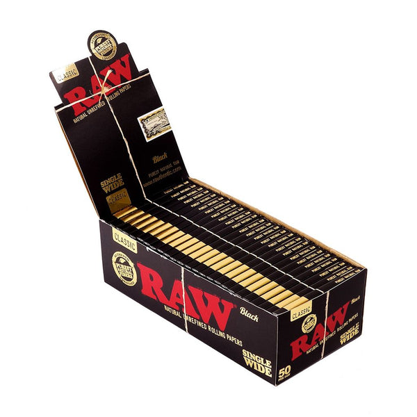 RAW Single Wide Black Unrefined Papers (25ct)
