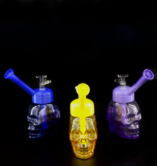 DOUBLE SIDED SKULL HEAD w/SILICONE MOUTH PIECE WATERPIPE (1CT)