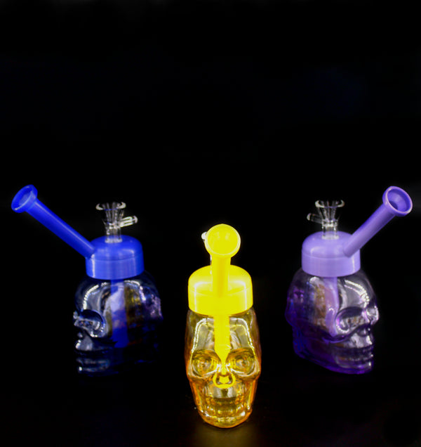 DOUBLE SIDED SKULL HEAD w/SILICONE MOUTH PIECE WATERPIPE (1CT)